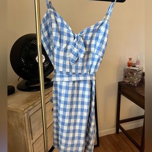 Reformation linen gingham mini dress